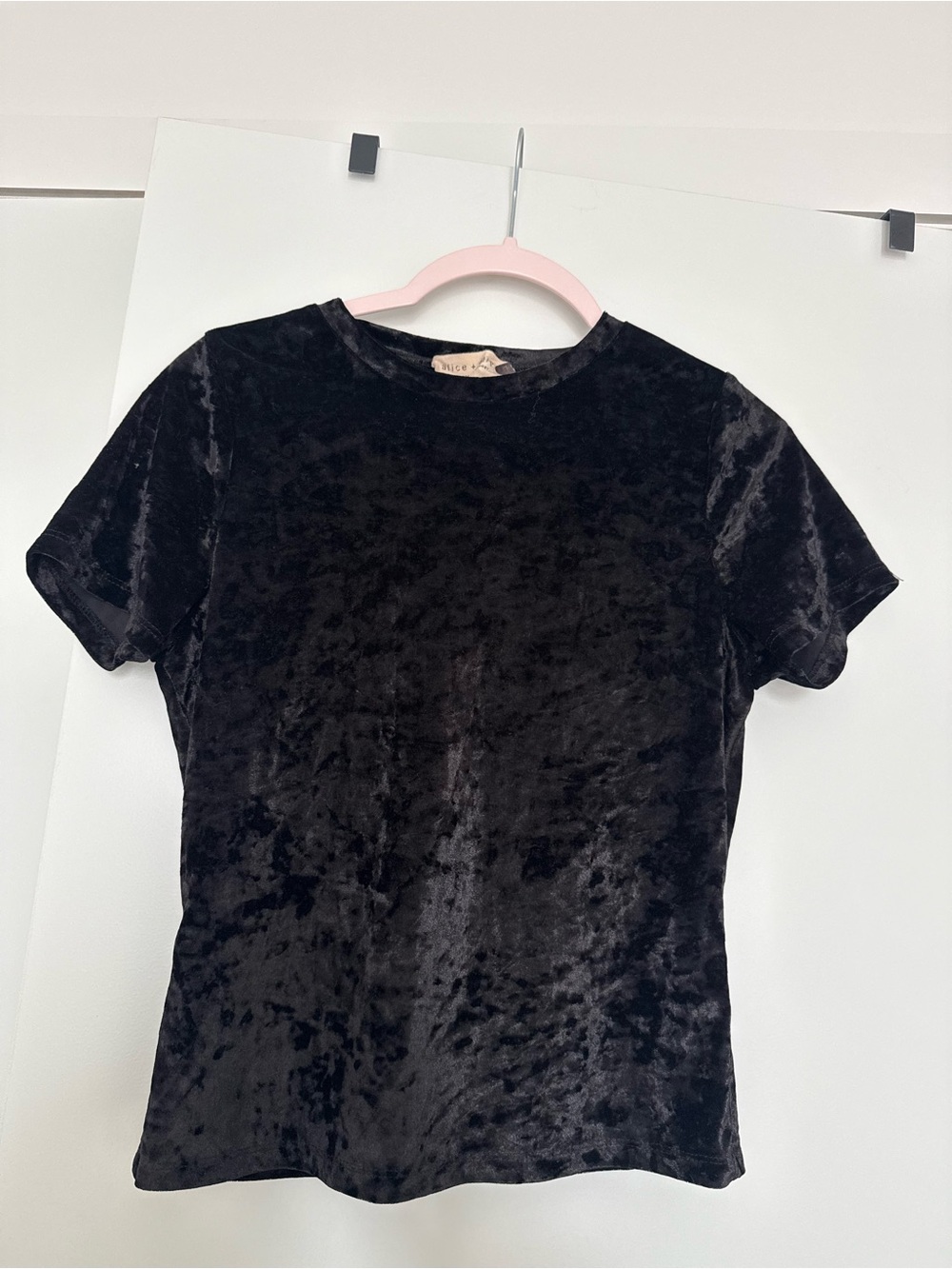 Black Velvet Short-Sleeve Tee - Alice+Olivia